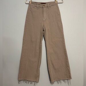 Judy Blue Garment Dyed Wide Leg Crop Jeans Raw Hem in Khaki - 0 / 24
